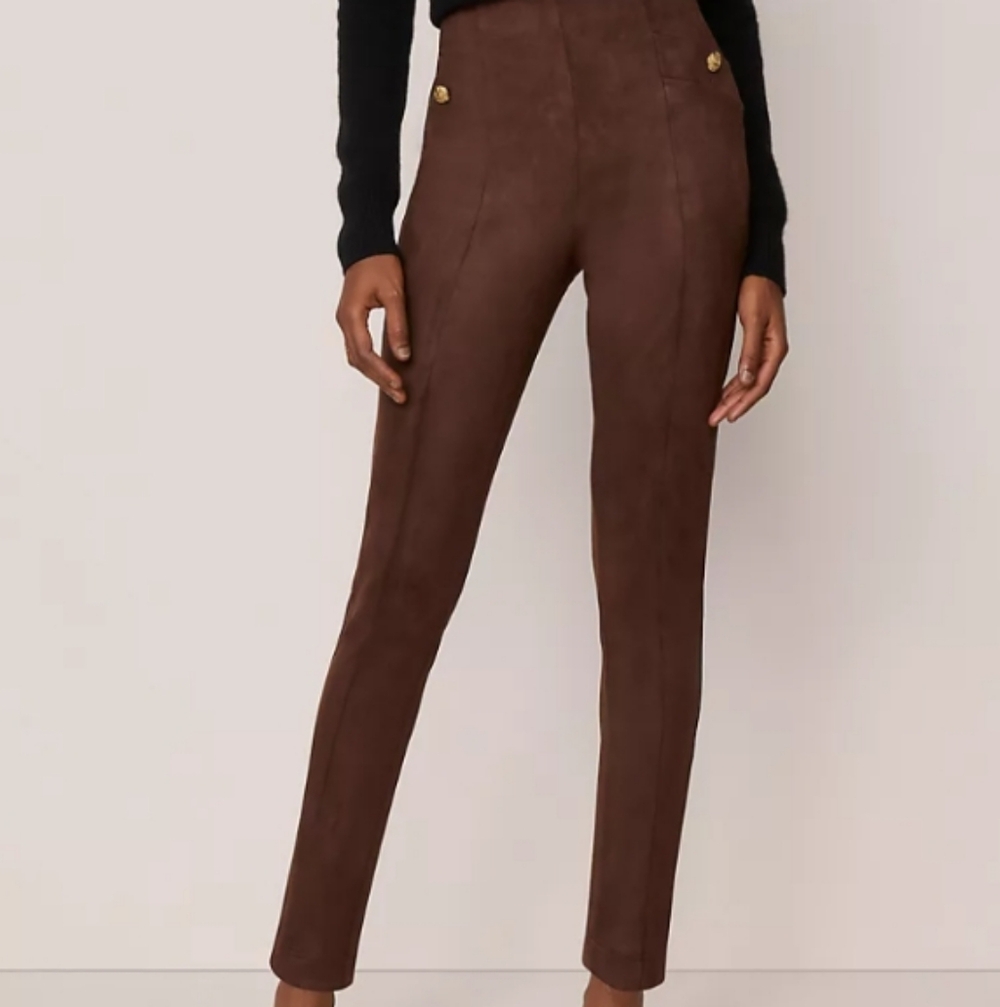 MARC NEWYORK Faux Suede Leggings in Rich Brown